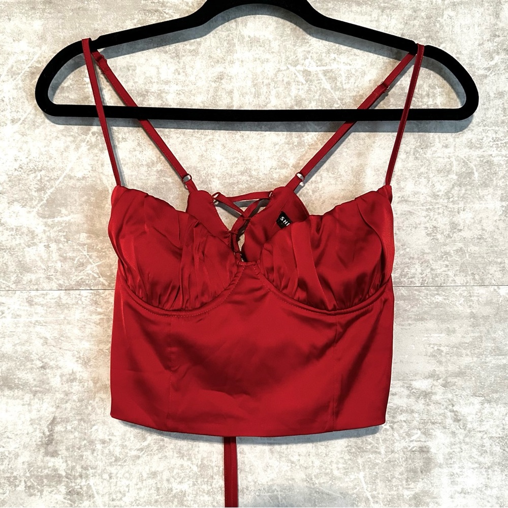 Red Satin Bustier Top
